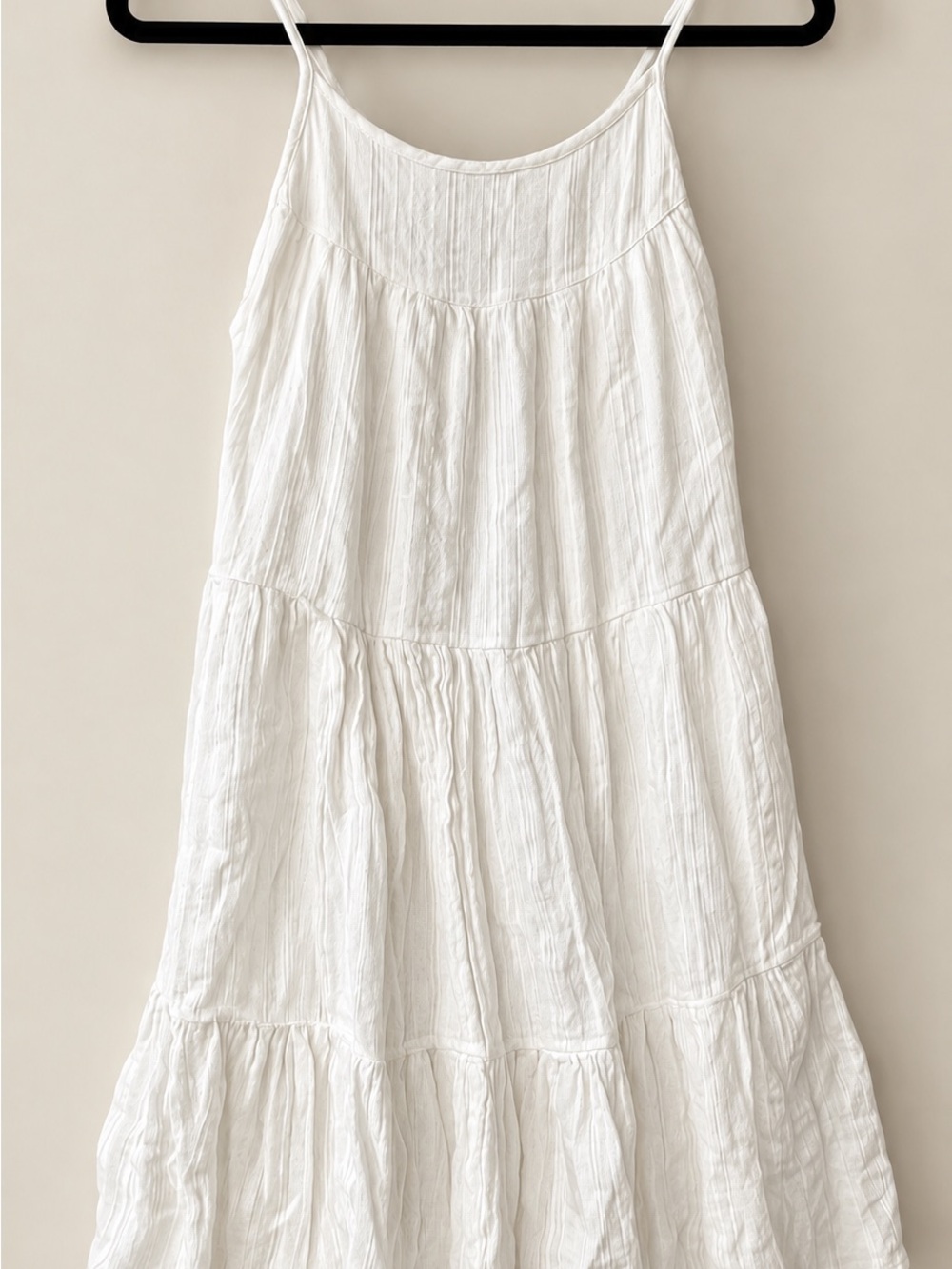 Sim & Sam White Tiered Midi  Dress Medium Boho Sundress
